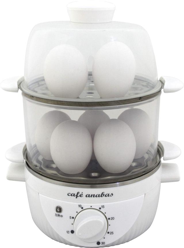 ANABAS ゆで玉子名人 かんたんスチームクッカー SE-002(ホワイト 2段)(中古品)