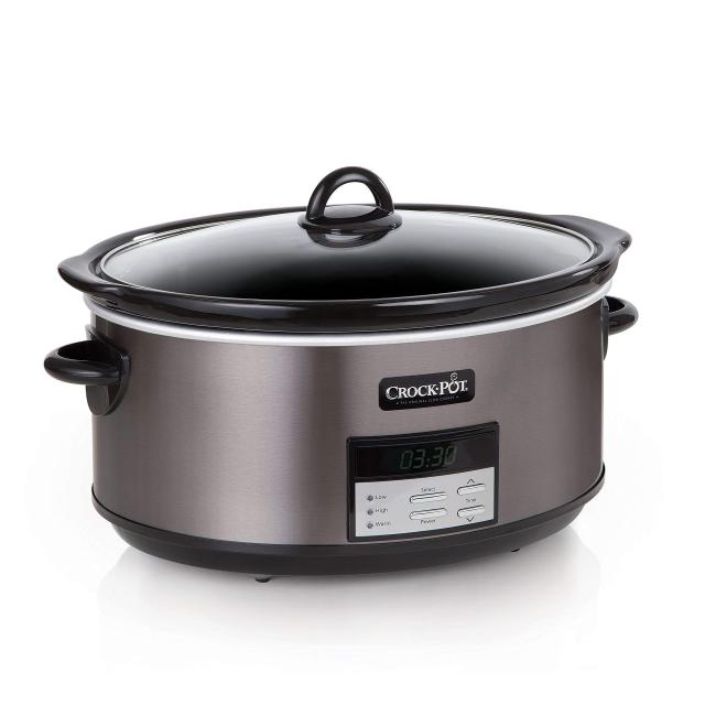 Crock-Pot ラージ 8クォート プログラム可能 スロークッカー 自動温めセッティング付き ブラック (中古品)