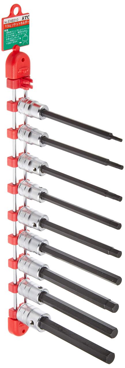 京都機械工具(KTC) 9.5mm (3/8インチ) ロングヘキサゴン ビットソケット セット 9個組 TBT3L09H