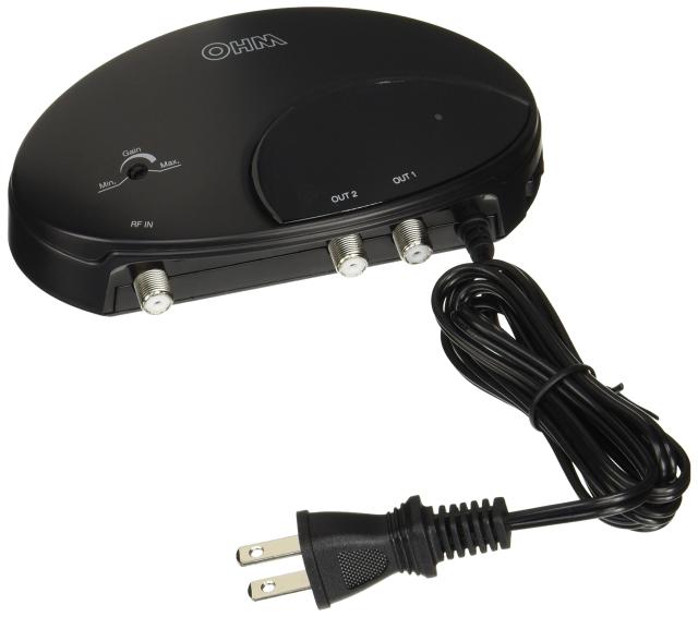 OHM テレビブースター 地デジ対応 ブラック 外形寸法:約幅151×高さ39×厚さ90ｍｍ AN-0557
