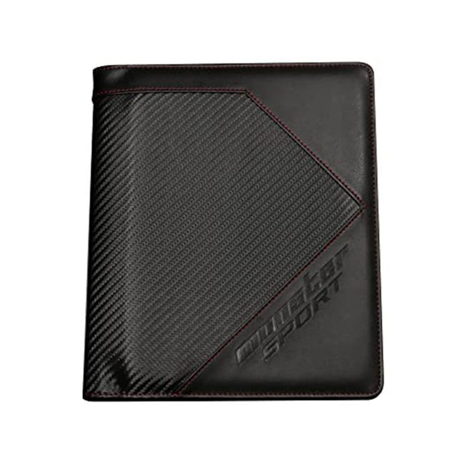 MONSTER SPORT 車検証ケース [カーボン調レザー/レッドステッチ] 大容量 車検証入れ 名刺ポケット&留めボタン付 ZZZS12