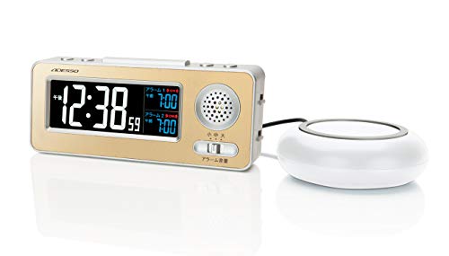 ADESSO(アデッソ) 目覚まし時計 振動 デジタル 電波時計 ダブルアラーム スヌーズ機能付き ゴールド MG-97の通販は