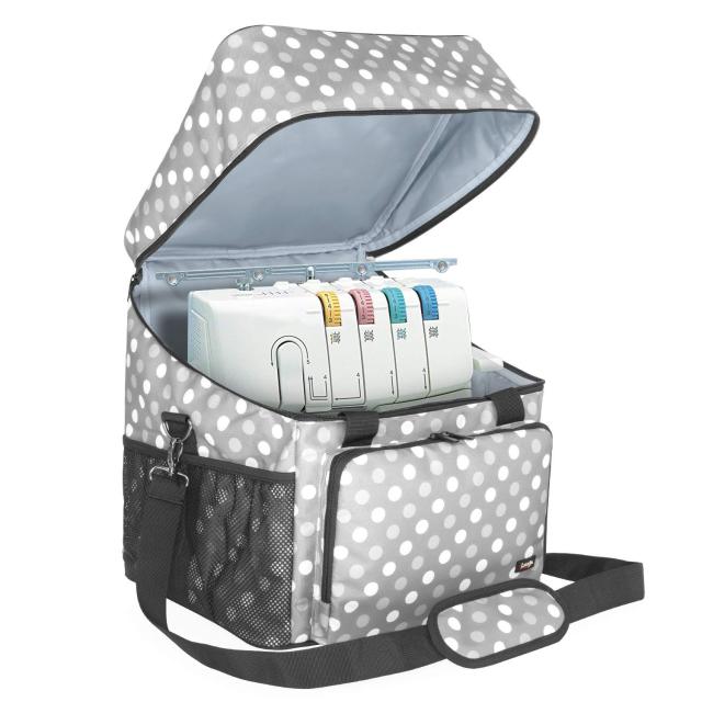 Luxja ロックミシン収納バッグ 底にハードバードあり クッション性 多いポケット(グレードット)の通販は 5,337円