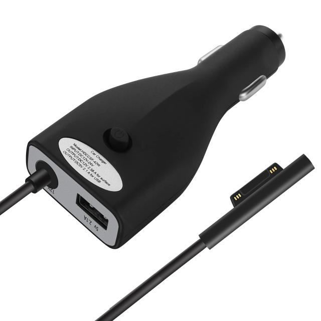 Microsoft Surface Pro 7/6/5/4/3 X用車載充電器「Sisyphy一年間品質保証」12V 2.58A 5V 2.1A 42