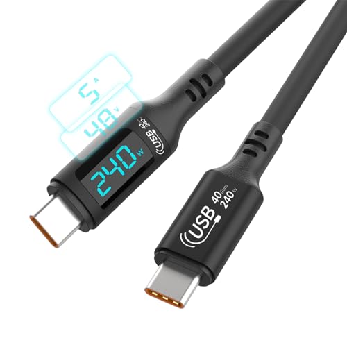 送料無料 USB4 Type C ケーブル PD急速充電 240W 48V / 5A / W LED出力スクリーン表示 Type-C to Type C ケーブル USB4 240Wまで 充電ケーブル 48V / 5A超急速充電 / 40Gbps高速データ転送 / 8K@60Hz映像出力 / 高耐久ナイロン 超高速転送 長