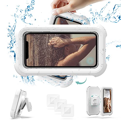お風呂 スマホ 防水ケース iPhone防水ケース 壁掛けスマホ防水ケース スマホスタンド 防水ケース iPhone お風呂 スマホ 携帯 シャワー 貼り付けシール3枚付き タッチスクリーン Face ID認証対応 防水防霧防塵 360°角度調整可能 高さ調整可 強力粘着 壁マウン... その他タブレットPCアクセサリー