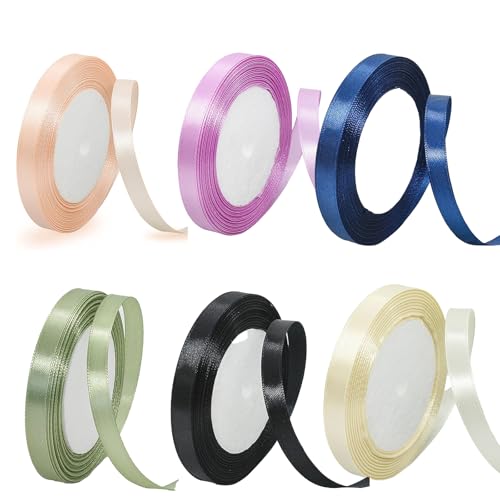 リボン 包装 サテンリボン (6色) 幅10ｍｍ ラッピングリボン DIY ウェディングデコレーション プレゼント 手芸 ラッピング 花材 手作り (A)