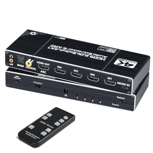 HDMI機器を切替 分配できる4K HDR 音声分離 対応 マトリクススイッチ RS-HDSW42A-4KZ 音声分離 5.1ch Dolby Atm HDMI 切り替え器、 4K 60hz HDMIスイッチスプリッター 2x2 2x4 HDMI