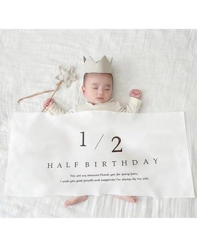 ハーフバースデー タペストリー happy birthday 壁掛け タペストリー セット half birthday 1 / 2 誕生日タペストリー 飾り付け 誕生日 記念日用 ハンドメイド フック貼り付けツール付き (横版の2分の1) 送料無料