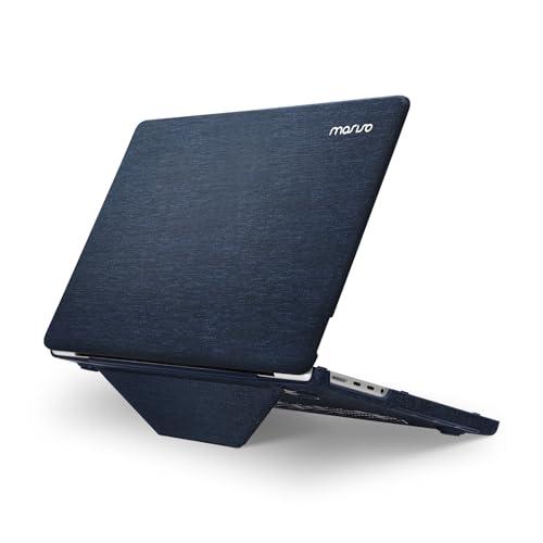 MacBook Pro 14インチ ケース M4 M3 M2 M1A3112 A3185 A3401 A2918 A2992 A2779 A2442 Pro/Max (2025-2021発売) ニット生地コーティング 折り畳み式キックスタンド プラスチック ハードシェルカバー (ヘイズ ブルー)
