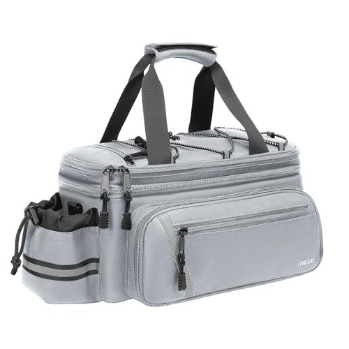 自転車 ラックバッグ 8L レインカバー付き トランククーラー 断熱自転車リアシート袋 折り畳み式 パニアポーチ 2個付き サイクリングバイク 後部座席 収納ポーチ カーゴサドル ショルダーバッグ (グレー)