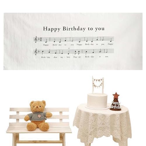 バースデー タペストリー 誕生日飾り 装飾 おしゃれ シンプル 飾り happy birthday 50×90cm バースデーソング音譜 背景 壁飾り 送料無料