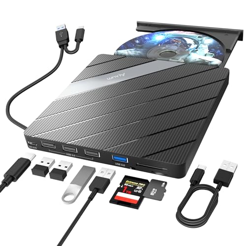 Sd/tfスロット付き光学式ディスクドライブ CDリーダー USB 3.0 ハブ本体 PC ラップトップ タブレットと互換性があります sdカードリーダー type-c（外付けDVDドライブ｜外付け光学式