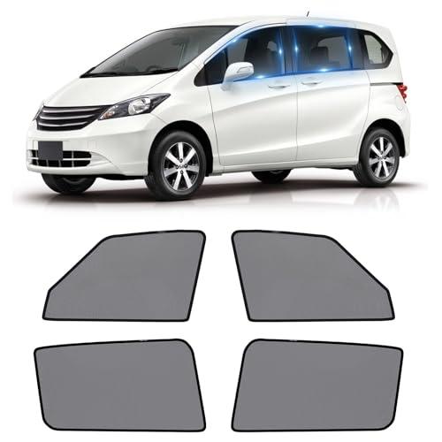 ホンダフリード GB5 / 6 / 7 / 8型 メッシュカーテン 日除け 遮光 サンシェード 車 サイド 虫除け マグネット式 車用網戸 換気 UVカット フロントサイド用 2列目サイド用 アクセサリー 収納袋付き 簡単着脱 4枚 社外品 代替品
