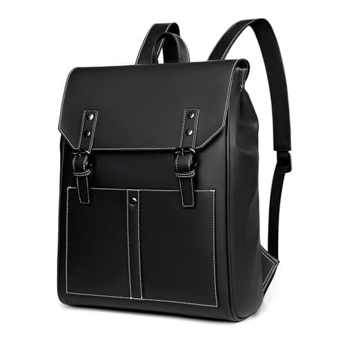 リュック 合皮レザー ビジネスリュック タウン リユツクサツク カジュアルバッグ PC14インチ収納 ビジネスバック 2WAY バックパック 防水 大容量 通勤 通学 旅行 メンズ レディース 兼用 (黒)