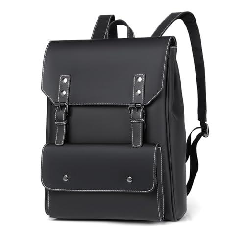 リュック 大容量 メンズ 合皮レザー ビジネスバッグ PC 14インチ 収納 ビジネスリュック バックパック 2WAY リュックサック 防水 通勤 出張 旅行 男女兼用 (ブラック1-リュック)