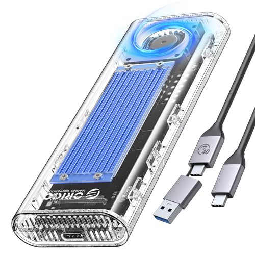 M.2 SSD 外付けケース 40Gbps 工具不要最新 USB4 NVMe 専用M.2 SSDケース ファン内蔵の透明Thunderbolt 4 SSD ケース2230 2242 2260 2280 (Mキーのみ) USB4 / 3.2 / 3.0 / 2.0