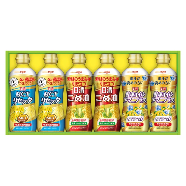 【 送料無料 人気 冬 ギフト 】 日清オイリオ 日清こめ油&ヘルシーオイルギフト こめ油 MCTリセッタ 日清健康オイルアマニプラス ヘルシー こだわり ギフトセット 毎日 食事 習慣 食卓 健康 内祝い ギフト 出産 結婚 快気 プレゼント お気軽 友達 同僚 親戚 上司 お供 の通販は