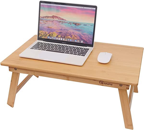 竹製ポータブルノートパソコンテーブルベッドオフィスラップトップスタンド　新品