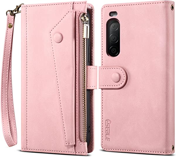 Xperia 10 IV ケース [docomo SO-52C / au SOG07 / SoftBank対応] ケース 手帳型 ストラップ付き 磁石付き カードホルダー 財布型 スタンド機能 耐衝撃 エクスペリア テン マークフォー カバー 高級 肩掛け ストラップ付き スマホケース（Xperia 10 IV、ピン ...の通販は 5,157円