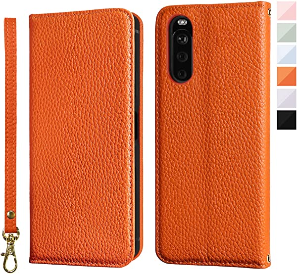 Sony Xperia 10 IV ケース 手帳型 超繊皮カバー SO-52C 手帳型 耐衝撃 ソニー エクスぺリア10 IV SOG07 カラー 保護カバー 内蔵マグネット 財布型 携帯カバー カードポケット スタンド機能 リストバンド - オレンジ 送料無料の通販は