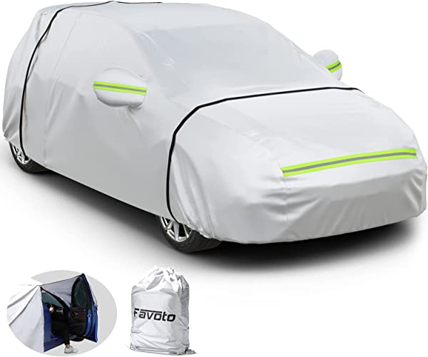 車カバー ボディーカバー 車体カバー 自動車カバー 車カバー 裏起毛 5層構造 サイドのジッパー 紫外線対策 防水 防炎 防塵 防輻射 雪対策 強風対策 黄砂対策 防風ロープ付き 収納袋付き 汎用サイズ (自動車2S:400×165×155cm)の通販は