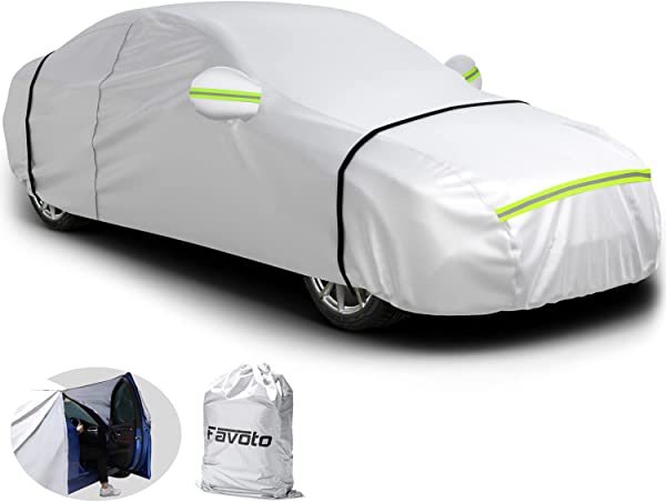 車カバー ボディーカバー 車体カバー 自動車カバー 車カバー 裏起毛 5層構造 サイドのジッパー 紫外線対策 防水 防炎 防塵 防輻射 雪対策 強風対策 黄砂対策 防風ロープ付き 収納袋付き 汎用サイズ (自動車3L:465×170×150cm)の通販は 7,574円