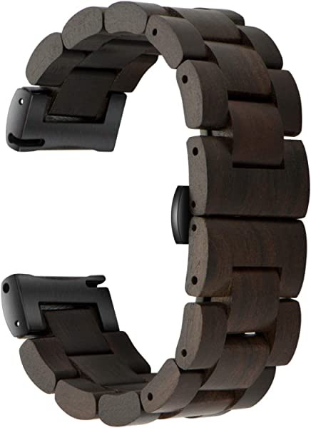Samsung Galaxy Watch Active/Active 2用 40/42/44mm 木製 ステンレススチール ウォッチバンド 木製 腕時計バンド 20mm クイックリリースストラップ 交換用ブレスレットリストバンド (ブラウン+ブラック)の通販は