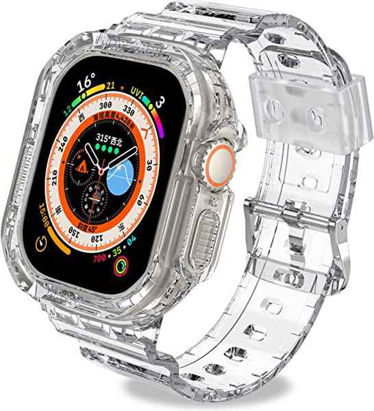 【送料無料】Apple Watch 8 Ultra 49mm クリア バンド 薄型 一体型 TPU クリアバンド ベルト 耐衝撃 上質なTPU 保護カバー エッジ保護 ア