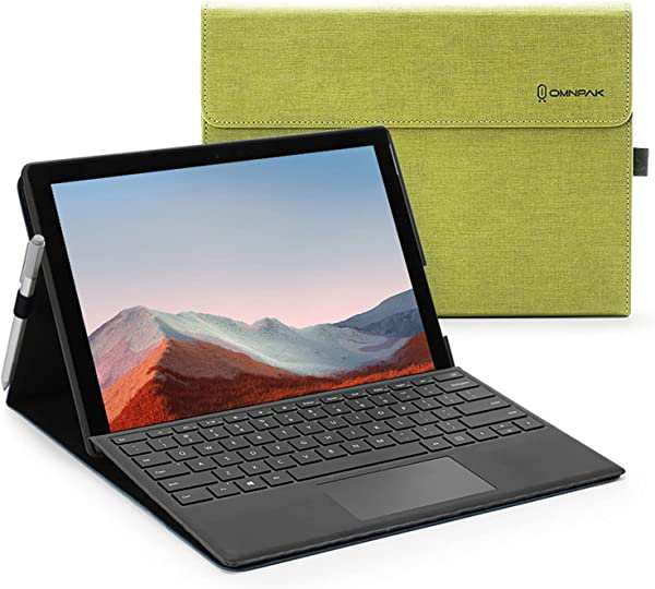 Microsoft Surface Pro 7+ Pro 7 Surface Pro 6 Surface Pro 5 2017 Surface Pro 4 に対応ケース 表面内蔵保護カバー 多視角 スタンド 軽量 薄型 ペンホルダー付き PU スマート カバー (カラー イエロー)の通販は