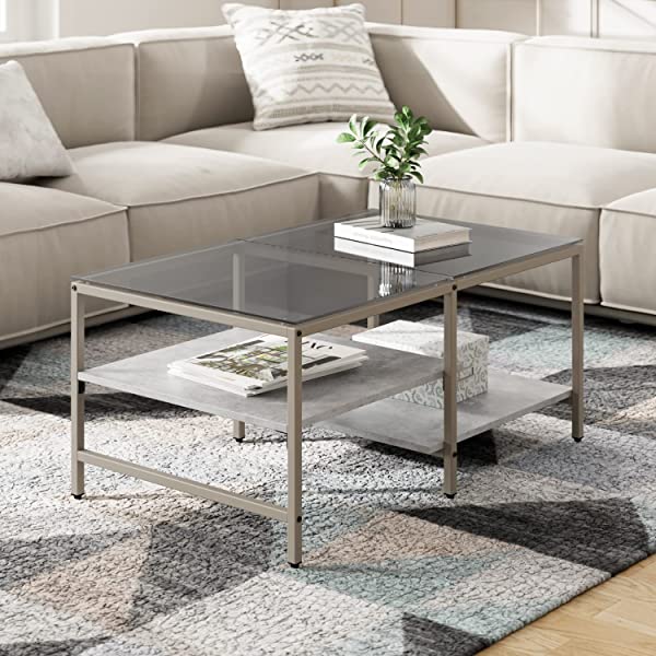 ローテーブル センターテーブル ガラステーブル 二段収納 強化ガラス