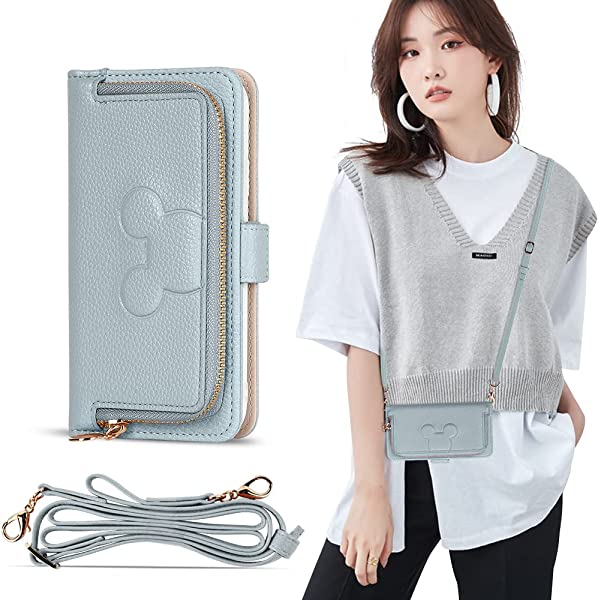 iPhone 12 12Pro (6.1) ケース 手帳型 ショルダー ストラップ 小銭入れ 動物 肩掛けケース 斜めがけ 女性向け かわいい おしゃれ 財布型 首かけ 耐衝撃 コインケース カード収納 女性 上品 マグネット式 スマホケース 手帳 落下防止 TPU スタンド機能 ブル ...の通販は 5,278円