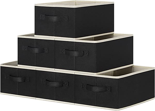 収納ボックス 6個セット 折り畳み 収納ケース 引き出し 収納バスケット 取っ手付き ボックス 収納 雑貨かご 押入れ収納 小物入れ 衣類 おもちゃ ケース 収納 幅30×奥行20×高さ13cm (ブラック) 5,967円