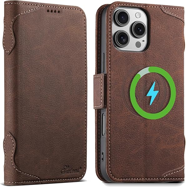 iPhone16 ケース 手帳型 MagSafe対応 マグセーフ ワイヤレス充電 対応 カード収納 スタンド機能 財布型 カード入れ マグネット式 本革 レザー スマホケース 耐衝撃 全面保護 携帯ケース ブラウンの通販は