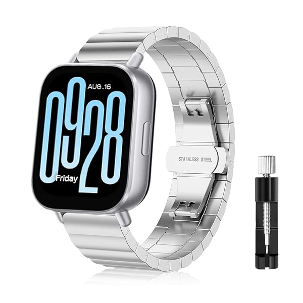 22mm Xiaomi Redmi Watch 5 Active / Redmi Watch 5 Lite / Watch S4 Sport / Watch S3 / Watch 2 / Watch 2 Pro / Watch S1 Pro バンド ステンレスメタル 交換ストラップ 長さ調整簡単 男性女性ウォッチバンド シルバー 送料無料