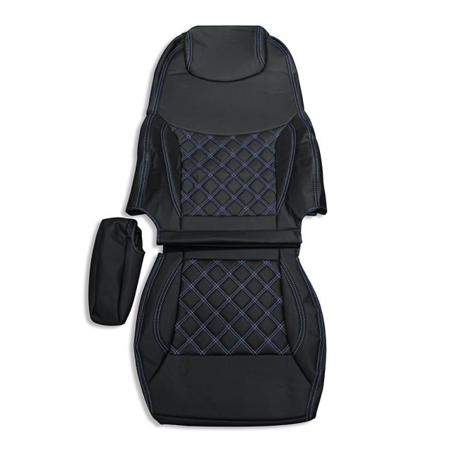 日野 NEW プロフィア シートカバー 艶無し 黒 運転席 ダイヤモンド ブルー ステッチ AP-CV001R-BLの通販は 5,810円