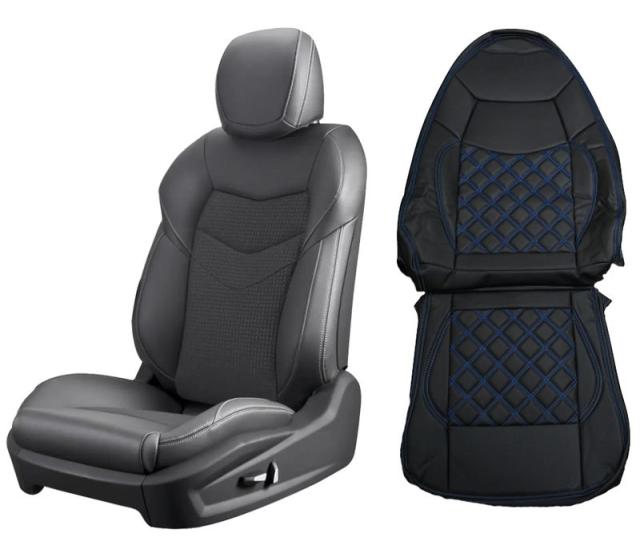 キャリィ トラック DA16T KX KC H27.8~ シートカバー ダイヤカット ステッチ ブルー キルト 艶無 PVCレザー 運転助手席 左右 JP-YT031LR-BLの通販は