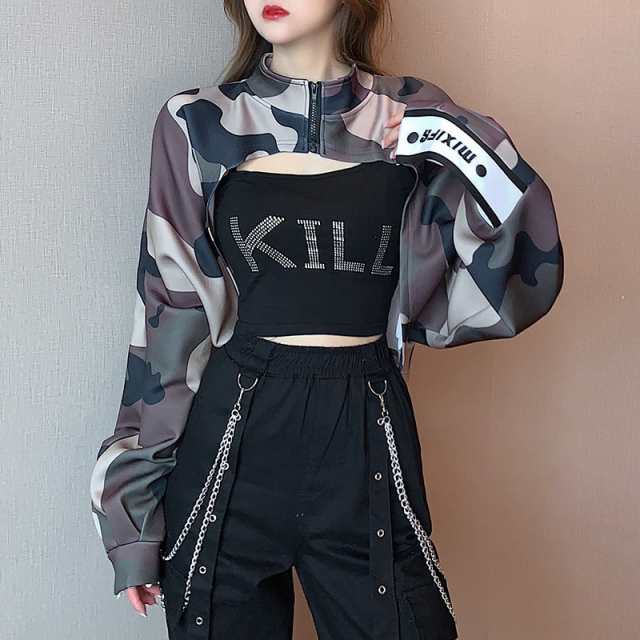 ダンス衣装 レディース トップス 迷彩柄 ショート丈 ジャケット