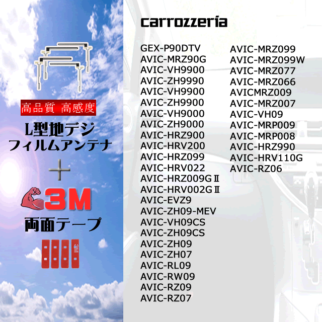 新品 送料無料 カロッツェリア 地デジL型フィルムアンテナ+両面テープセット WG5FMO34｜au PAY マーケット