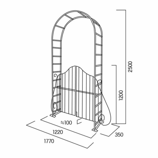 ガーデンアーチ 門扉付 門扉 アーチ ガーデンアーチ アイアン 庭