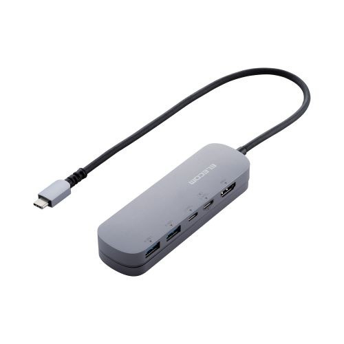 ELECOM [DST-C18SV] Type-C ドッキングステーション/アルミボディ/固定用スタンド付き/USB-A×2/HDMI×1/USB-C×2/シルバー