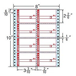 東洋印刷 [MM8DP] タックフォームラベル 8インチ×10インチ 8面付(1ケース500折)