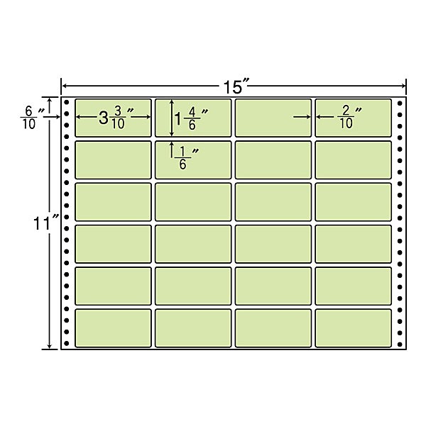 東洋印刷 [MT15T-GREEN] タックフォームラベル 15インチ×11インチ 24面付(1ケース500折)