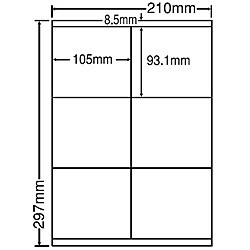 東洋印刷 [LDZ6GBF] シートカットラベル A4版 6面付(1ケース500シート)