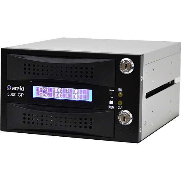 ACCORDANCEシステムズ [ARAID5000GP-A/P-B] 2bays SATA/SATA LCD付内蔵型ミラーRAIDユニット RoHS対応品 黒