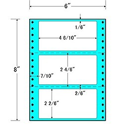 東洋印刷 [MM6E] タックフォームラベル 6インチ×8インチ 3面付(1ケース1000折)