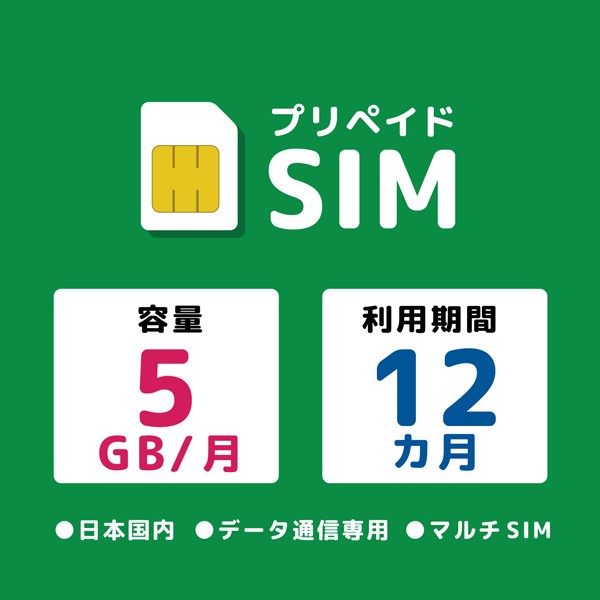 モバイル・プランニング [20211117-6270] プリペイドSIM 月間5GB 12ヶ月 ドコモ