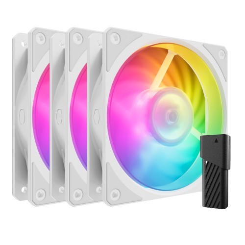 CoolerMaster [MFZ-M2DW-243P2-R1] Mobius 120P ARGB White 3-Pack Fan Kit/120mm ARGBケースファン3個パック/ホワイト/A1 Mini LEDコ…