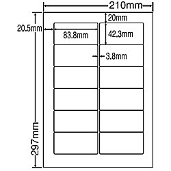 東洋印刷 [FJA210FH] シートカットラベル A4版 12面付(1ケース500シート)