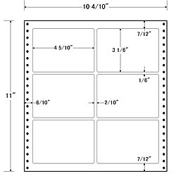 東洋印刷 [L10A] タックフォームラベル 10 4/10インチ×11インチ 6面付(1ケース500折)